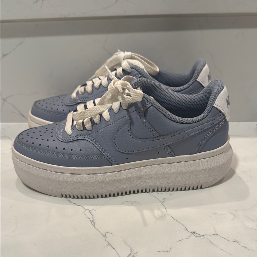 Nike Blue and White Sneakers with Platform Sole